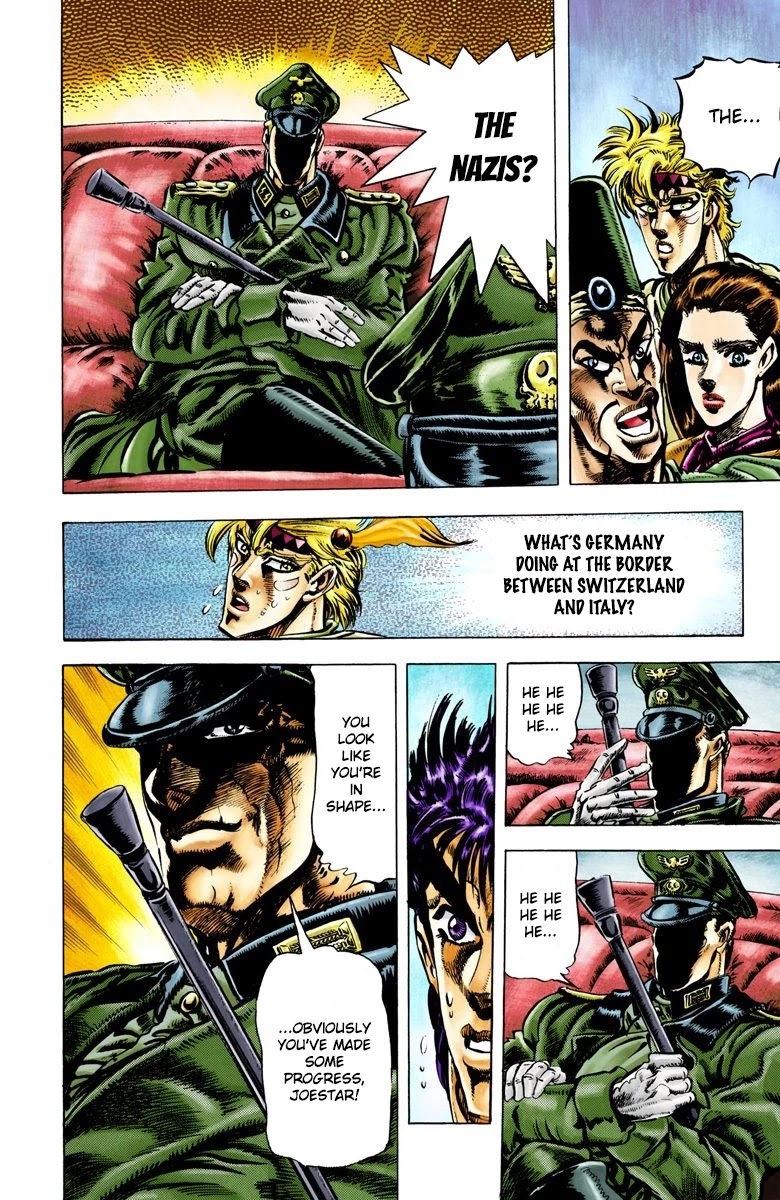 JoJo's Bizarre Adventure Part 2 - Battle Tendency (Official Colored) Chapter 40 page 5 - Chapter 40: The Mysterious Nazi Officer