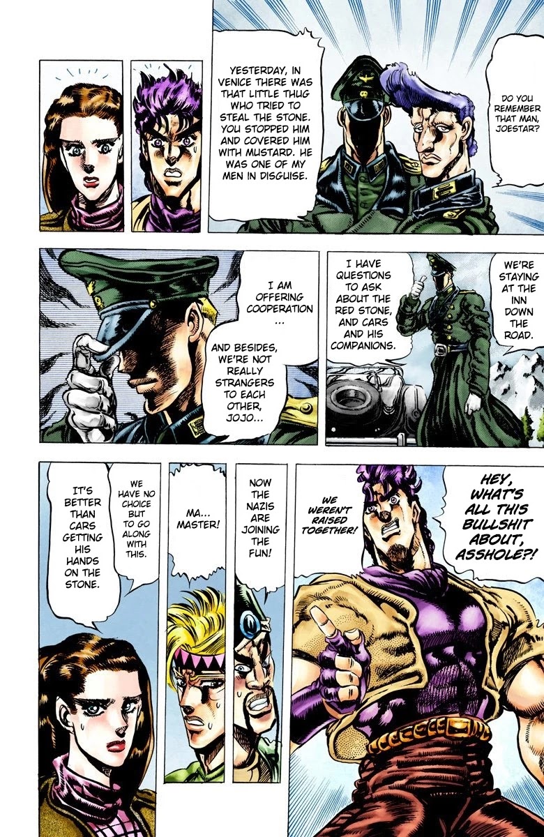 JoJo's Bizarre Adventure Part 2 - Battle Tendency (Official Colored) Chapter 40 page 9 - Chapter 40: The Mysterious Nazi Officer