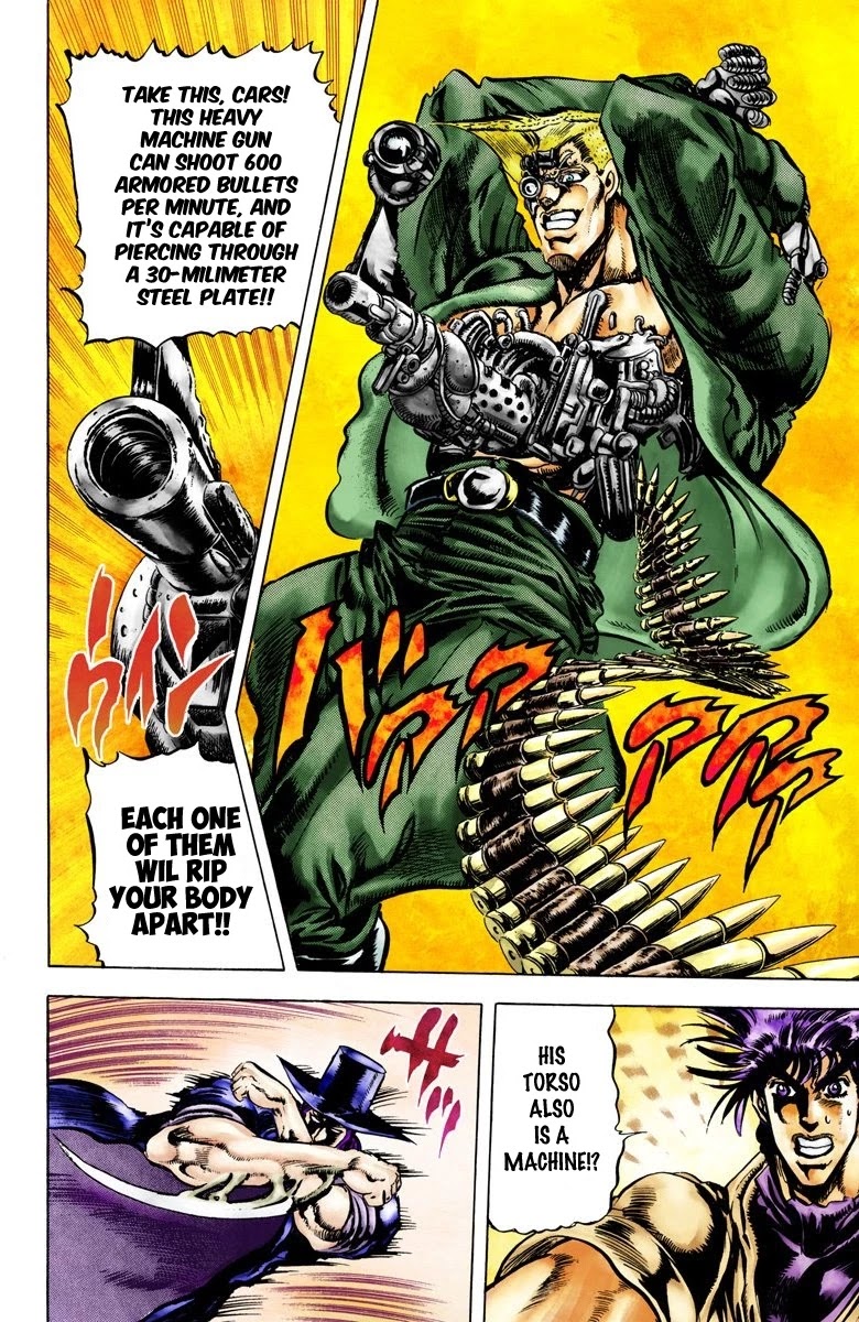 JoJo's Bizarre Adventure Part 2 - Battle Tendency (Official Colored) Chapter 41 page 11 - Chapter 41: Cars, Light Mode