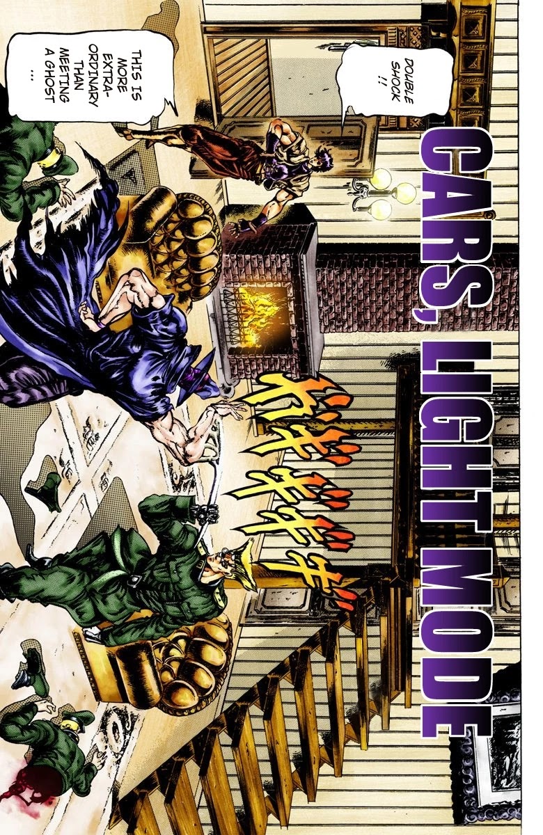 JoJo's Bizarre Adventure Part 2 - Battle Tendency (Official Colored) Chapter 41 page 2 - Chapter 41: Cars, Light Mode