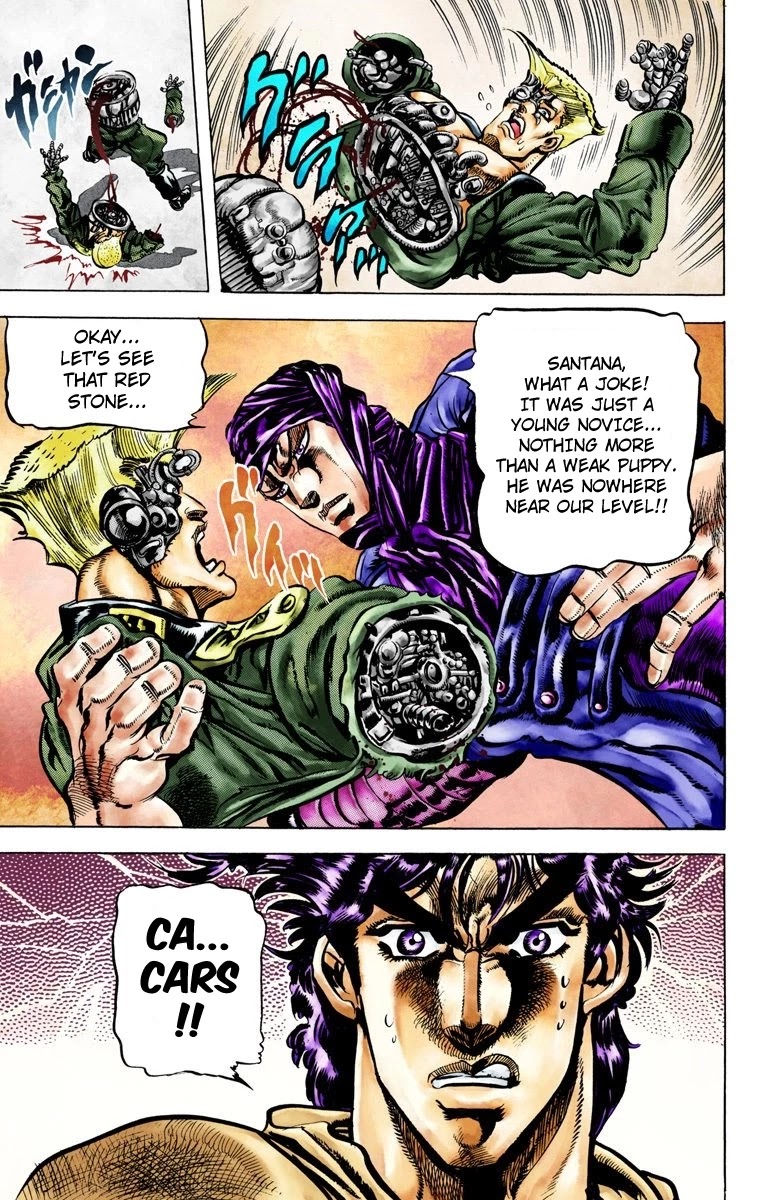 JoJo's Bizarre Adventure Part 2 - Battle Tendency (Official Colored) Chapter 41 page 20 - Chapter 41: Cars, Light Mode