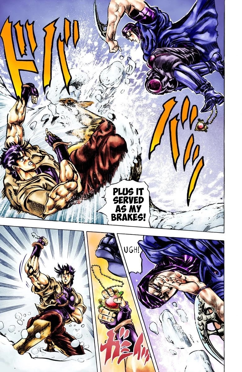 JoJo's Bizarre Adventure Part 2 - Battle Tendency (Official Colored) Chapter 42 page 16 - Chapter 42: Rushing Toward the Cliff of Death