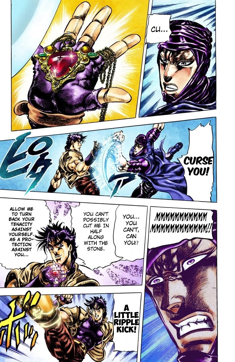 JoJo's Bizarre Adventure Part 2 - Battle Tendency (Official Colored) Chapter 43 page 11 - Chapter 43: Fight to the Death for 175 Meters