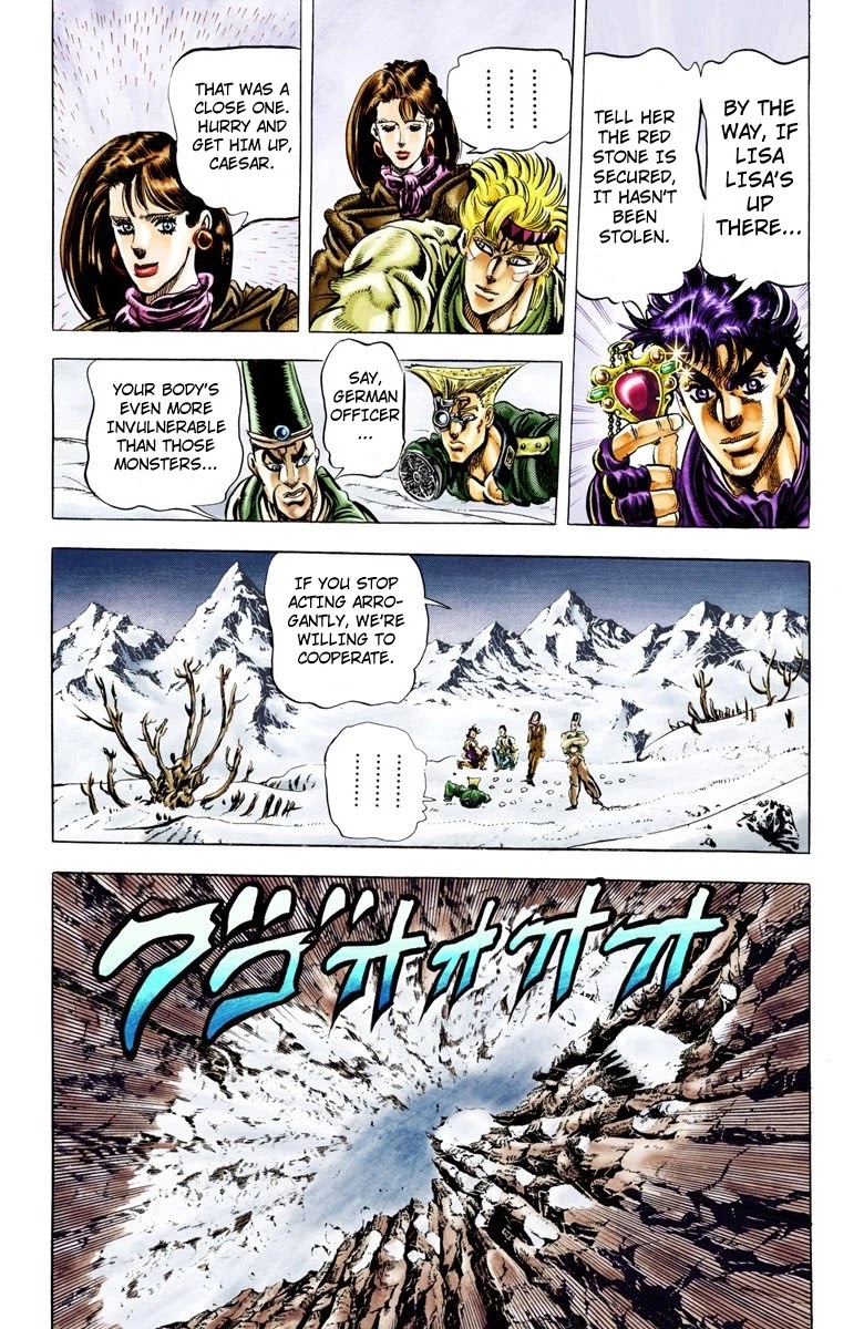 JoJo's Bizarre Adventure Part 2 - Battle Tendency (Official Colored) Chapter 43 page 16 - Chapter 43: Fight to the Death for 175 Meters