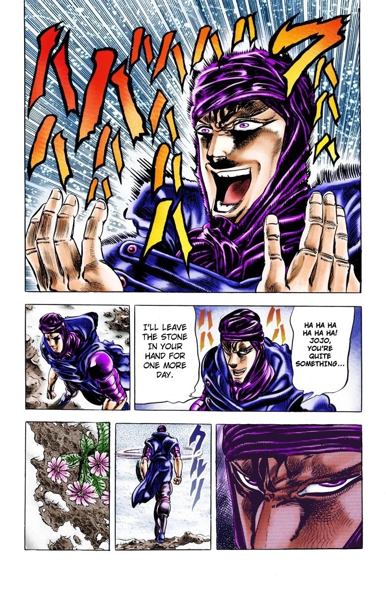 JoJo's Bizarre Adventure Part 2 - Battle Tendency (Official Colored) Chapter 43 page 19 - Chapter 43: Fight to the Death for 175 Meters