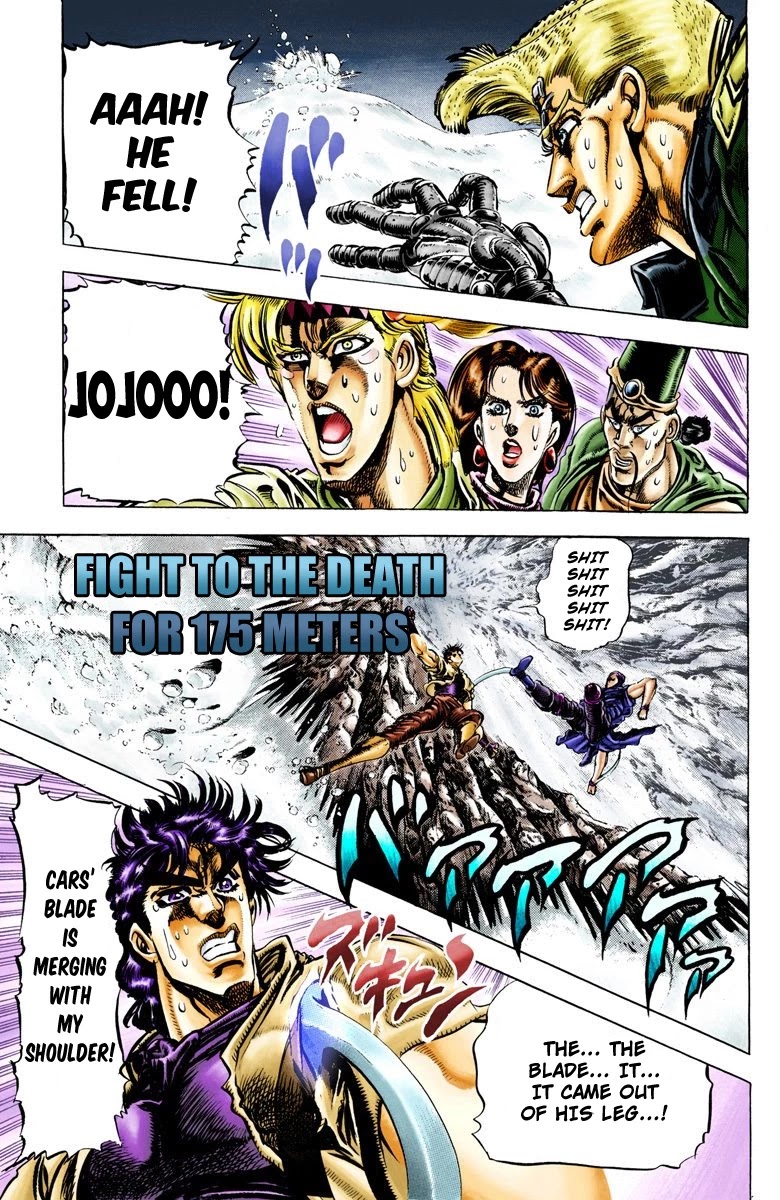 JoJo's Bizarre Adventure Part 2 - Battle Tendency (Official Colored) Chapter 43 page 2 - Chapter 43: Fight to the Death for 175 Meters