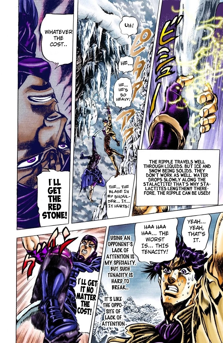 JoJo's Bizarre Adventure Part 2 - Battle Tendency (Official Colored) Chapter 43 page 4 - Chapter 43: Fight to the Death for 175 Meters