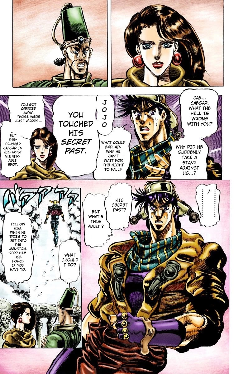 JoJo's Bizarre Adventure Part 2 - Battle Tendency (Official Colored) Chapter 44 page 14 - Chapter 44: Caesar: The Anger from the Past