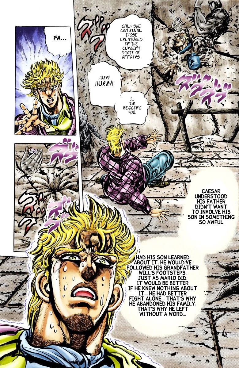 JoJo's Bizarre Adventure Part 2 - Battle Tendency (Official Colored) Chapter 45 page 16 - Chapter 45: Caesar's Lonely Youth