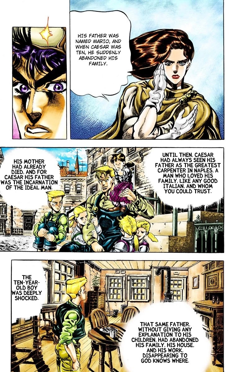 JoJo's Bizarre Adventure Part 2 - Battle Tendency (Official Colored) Chapter 45 page 3 - Chapter 45: Caesar's Lonely Youth