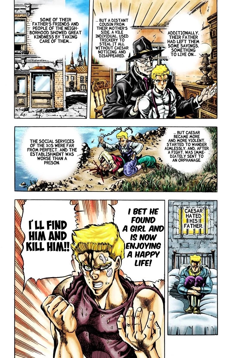 JoJo's Bizarre Adventure Part 2 - Battle Tendency (Official Colored) Chapter 45 page 4 - Chapter 45: Caesar's Lonely Youth