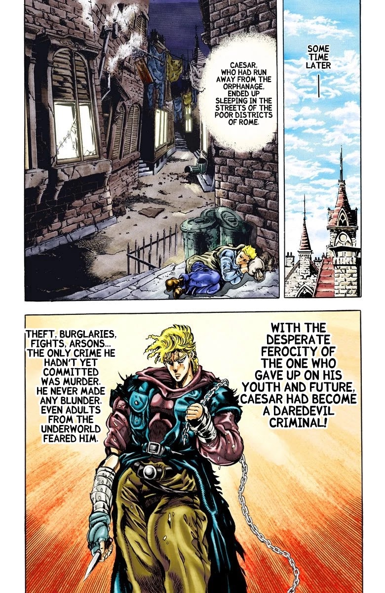 JoJo's Bizarre Adventure Part 2 - Battle Tendency (Official Colored) Chapter 45 page 5 - Chapter 45: Caesar's Lonely Youth