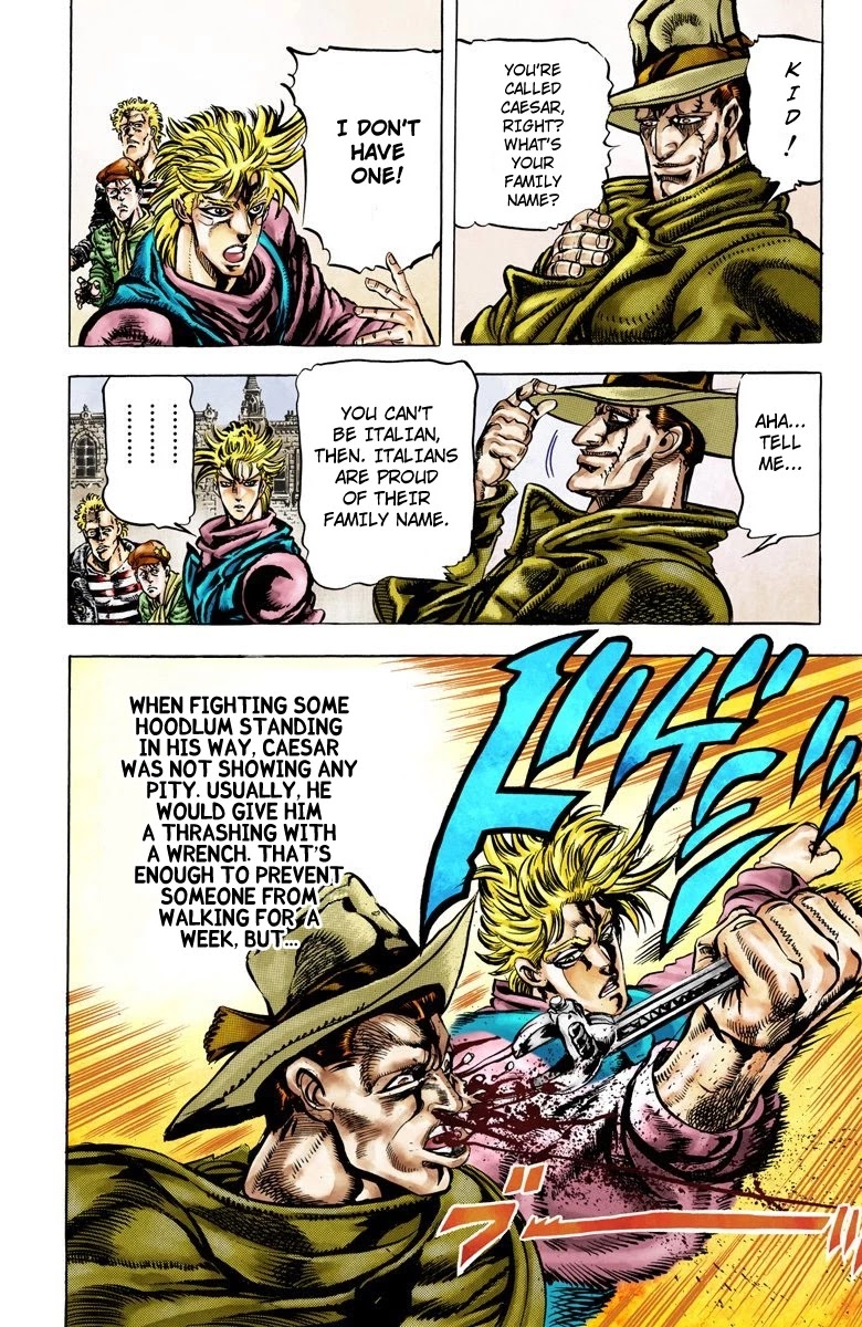 JoJo's Bizarre Adventure Part 2 - Battle Tendency (Official Colored) Chapter 45 page 6 - Chapter 45: Caesar's Lonely Youth