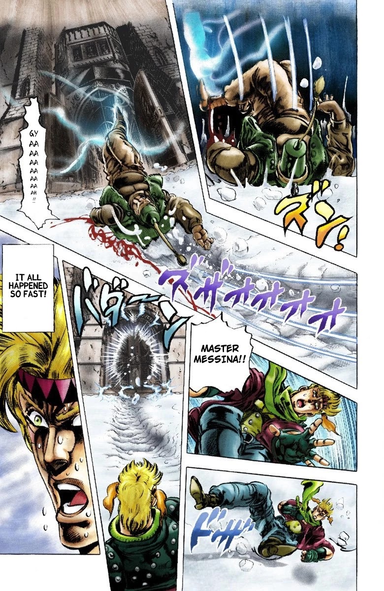 JoJo's Bizarre Adventure Part 2 - Battle Tendency (Official Colored) Chapter 46 page 11 - Chapter 46: The Horrifying Ghostly Man