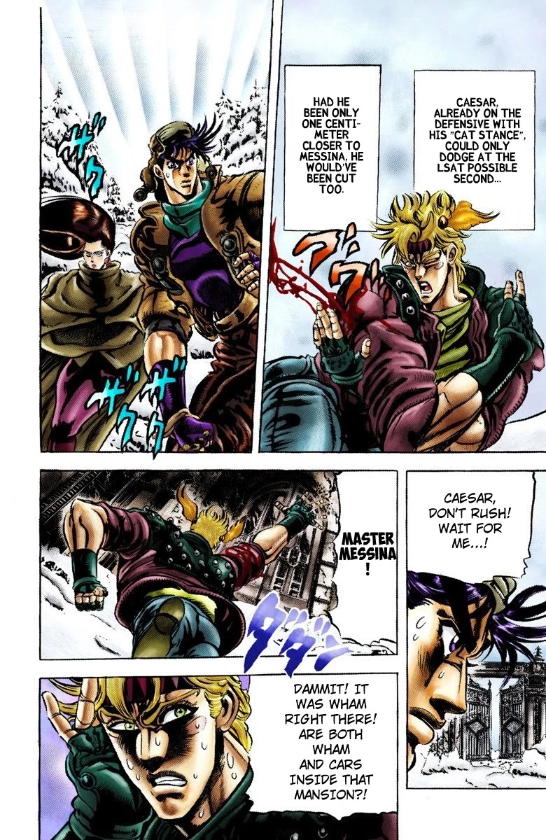 JoJo's Bizarre Adventure Part 2 - Battle Tendency (Official Colored) Chapter 46 page 12 - Chapter 46: The Horrifying Ghostly Man