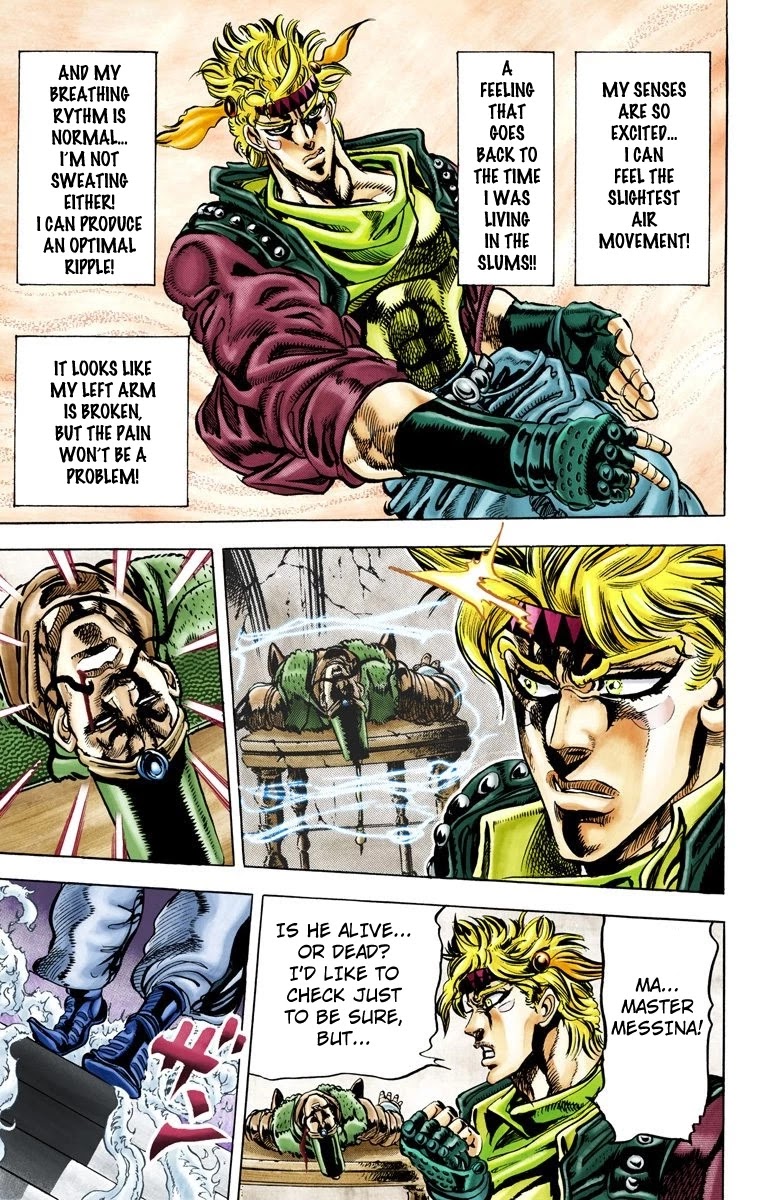 JoJo's Bizarre Adventure Part 2 - Battle Tendency (Official Colored) Chapter 47 page 9 - Chapter 47: The Fight Between Light and Wind!!