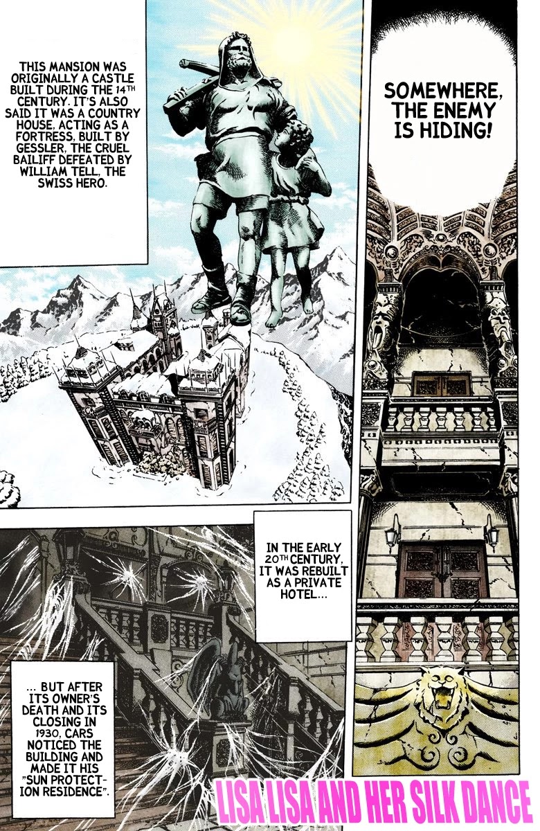 JoJo's Bizarre Adventure Part 2 - Battle Tendency (Official Colored) Chapter 50 page 1 - Chapter 50: Lisa Lisa and her Silk Dance