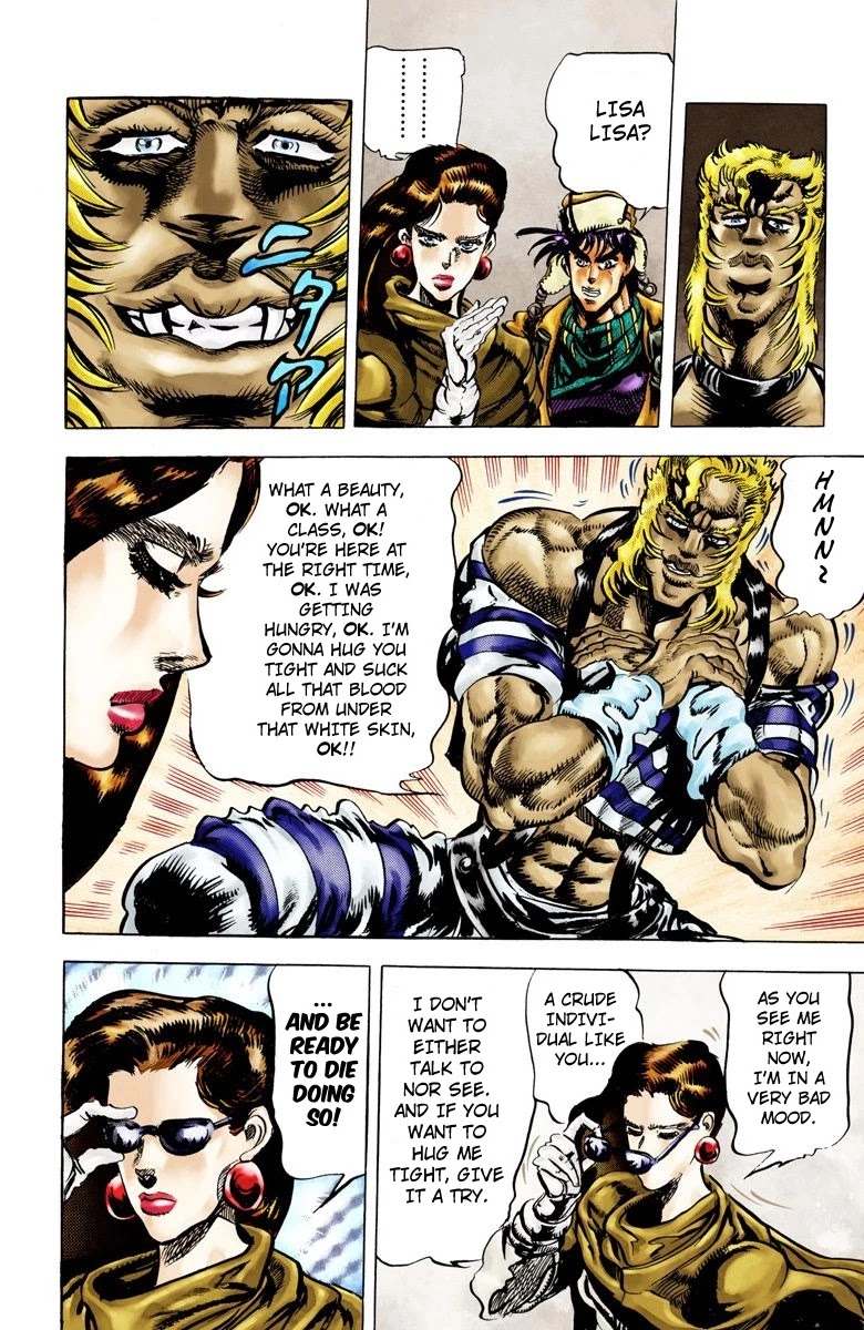 JoJo's Bizarre Adventure Part 2 - Battle Tendency (Official Colored) Chapter 50 page 10 - Chapter 50: Lisa Lisa and her Silk Dance