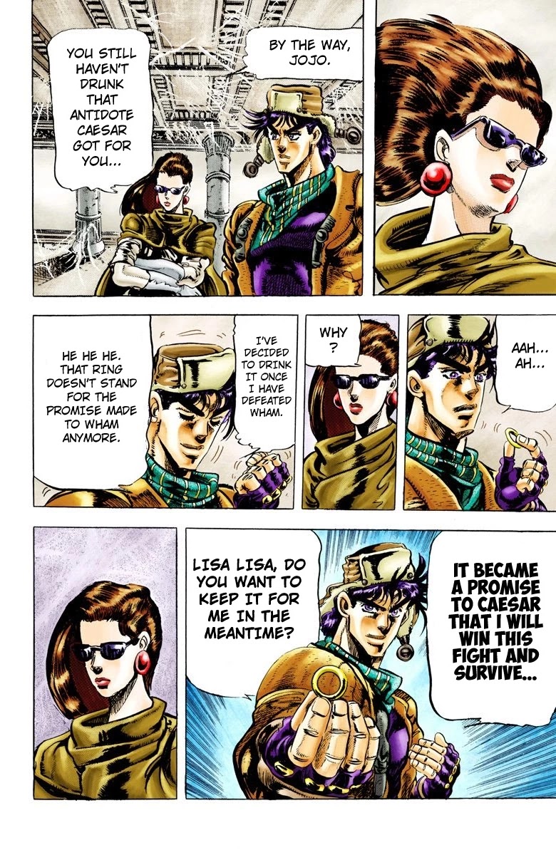 JoJo's Bizarre Adventure Part 2 - Battle Tendency (Official Colored) Chapter 50 page 18 - Chapter 50: Lisa Lisa and her Silk Dance