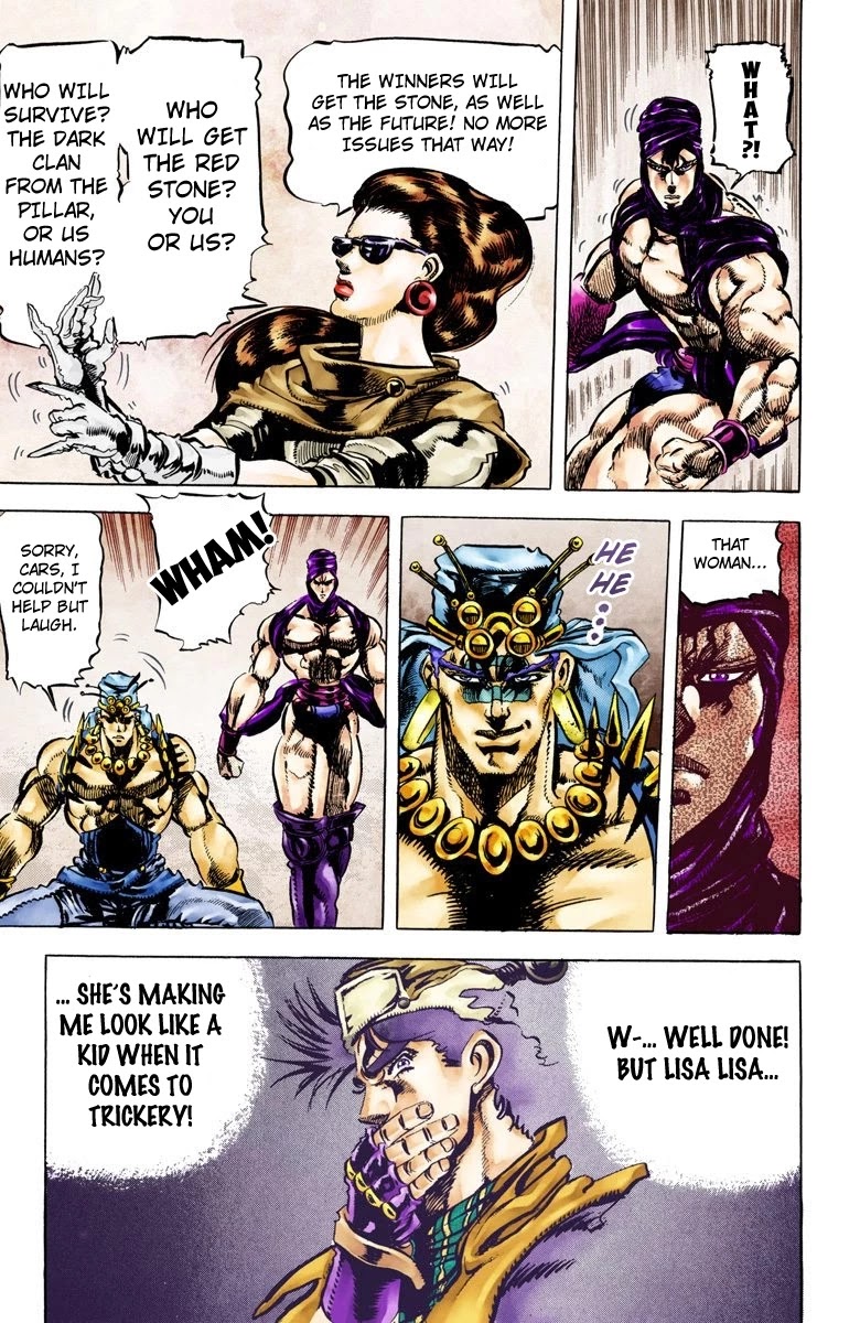 JoJo's Bizarre Adventure Part 2 - Battle Tendency (Official Colored) Chapter 51 page 15 - Chapter 51: The Hundred Vs. Two Strategy