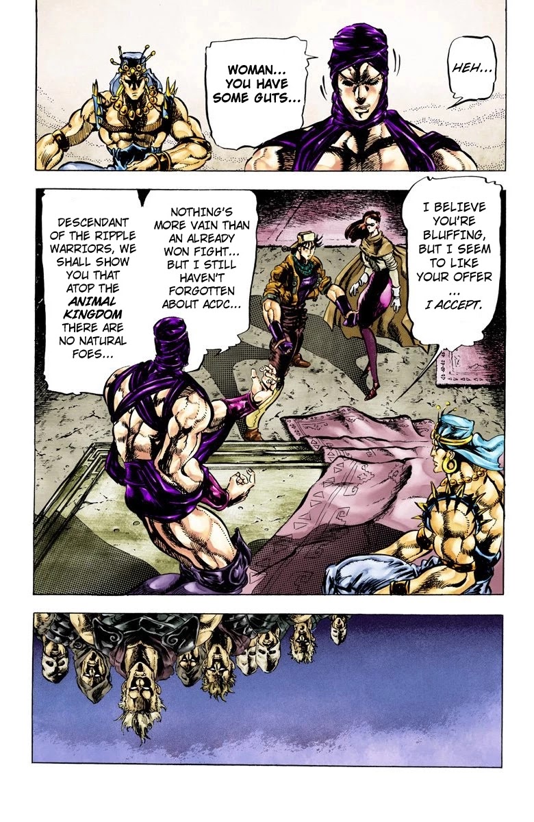 JoJo's Bizarre Adventure Part 2 - Battle Tendency (Official Colored) Chapter 51 page 16 - Chapter 51: The Hundred Vs. Two Strategy