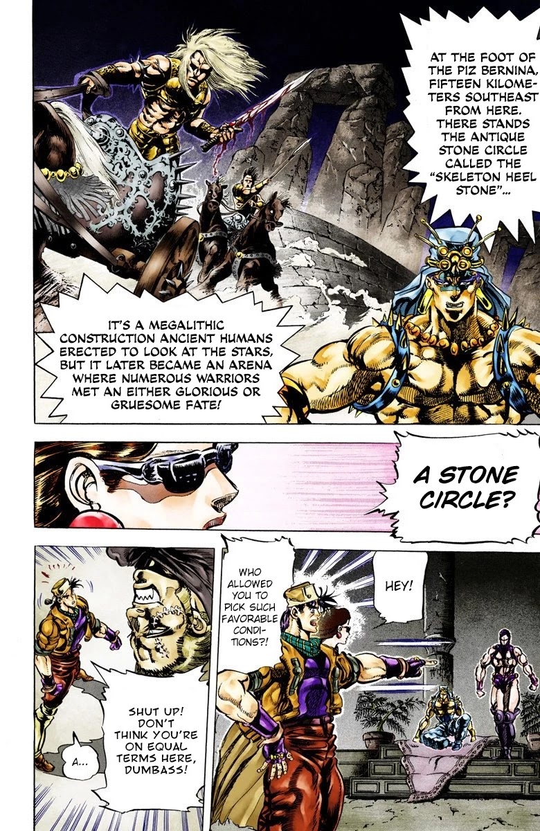 JoJo's Bizarre Adventure Part 2 - Battle Tendency (Official Colored) Chapter 52 page 5 - Chapter 52: The Skeleton Heel Stone