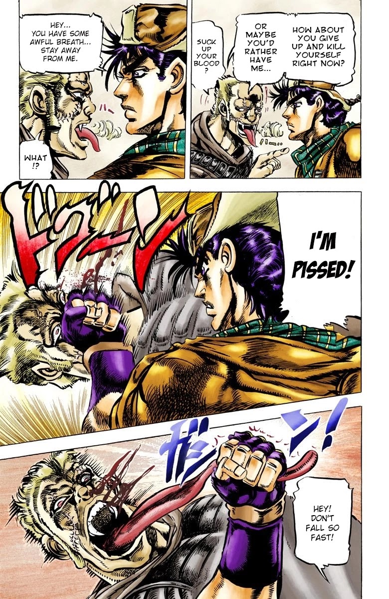 JoJo's Bizarre Adventure Part 2 - Battle Tendency (Official Colored) Chapter 52 page 8 - Chapter 52: The Skeleton Heel Stone