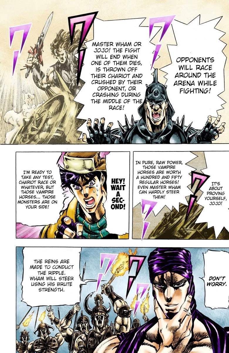 JoJo's Bizarre Adventure Part 2 - Battle Tendency (Official Colored) Chapter 53 page 14 - Chapter 53: Furious Struggle from Ancient Times