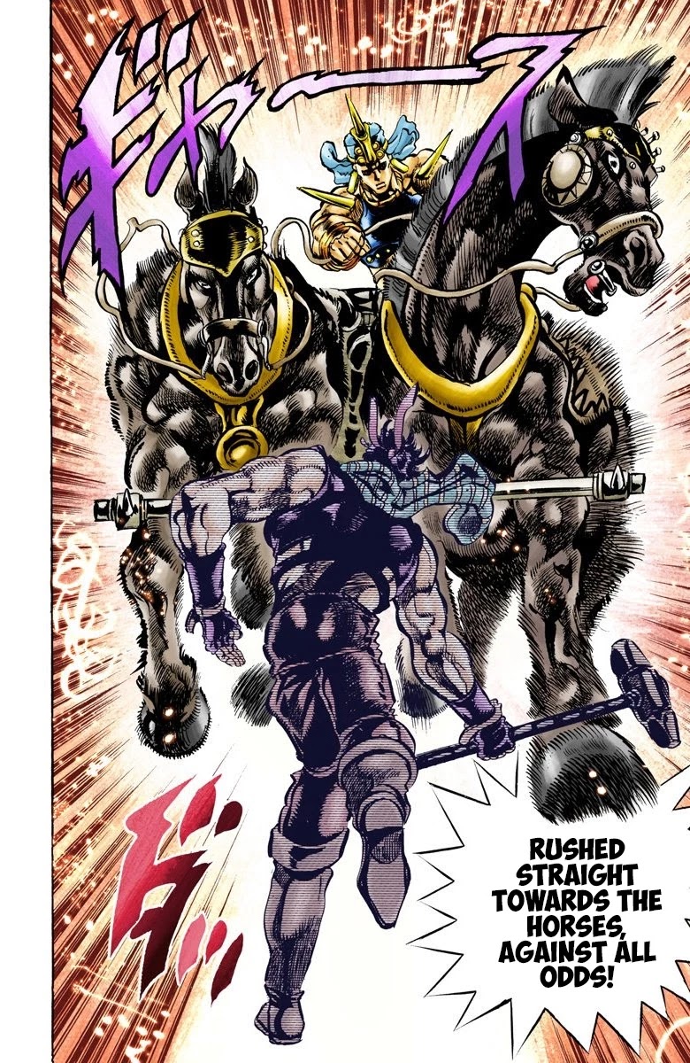 JoJo's Bizarre Adventure Part 2 - Battle Tendency (Official Colored) Chapter 55 page 13 - Chapter 55: The Pillar and the Warhammer