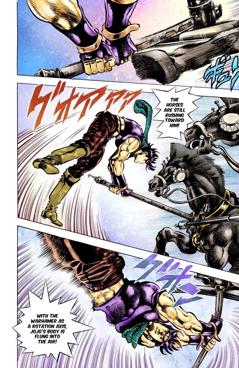 JoJo's Bizarre Adventure Part 2 - Battle Tendency (Official Colored) Chapter 55 page 15 - Chapter 55: The Pillar and the Warhammer
