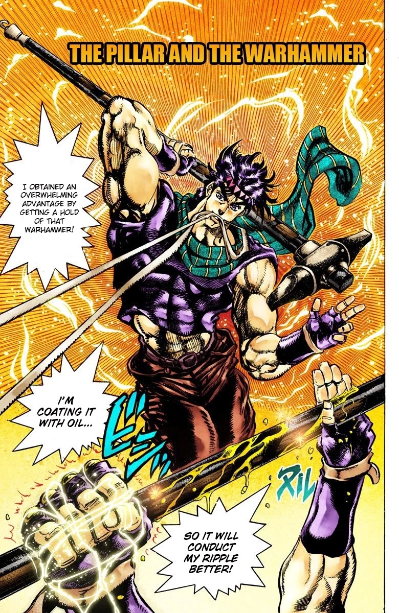 JoJo's Bizarre Adventure Part 2 - Battle Tendency (Official Colored) Chapter 55 page 2 - Chapter 55: The Pillar and the Warhammer
