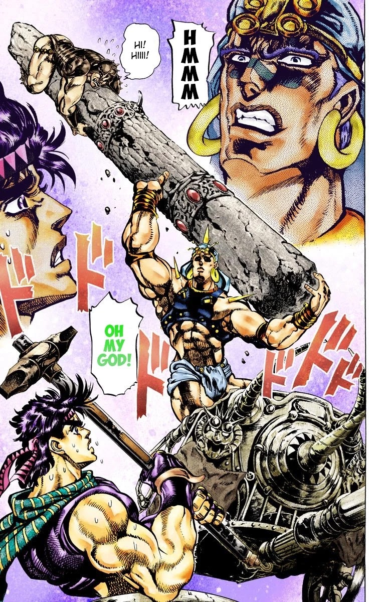 JoJo's Bizarre Adventure Part 2 - Battle Tendency (Official Colored) Chapter 55 page 6 - Chapter 55: The Pillar and the Warhammer