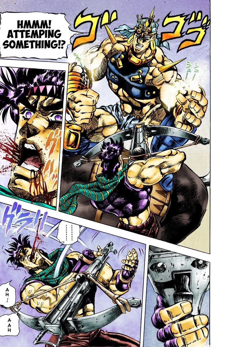 JoJo's Bizarre Adventure Part 2 - Battle Tendency (Official Colored) Chapter 58 page 14 - Chapter 58: Shoot Symmetrically to the Other Side!