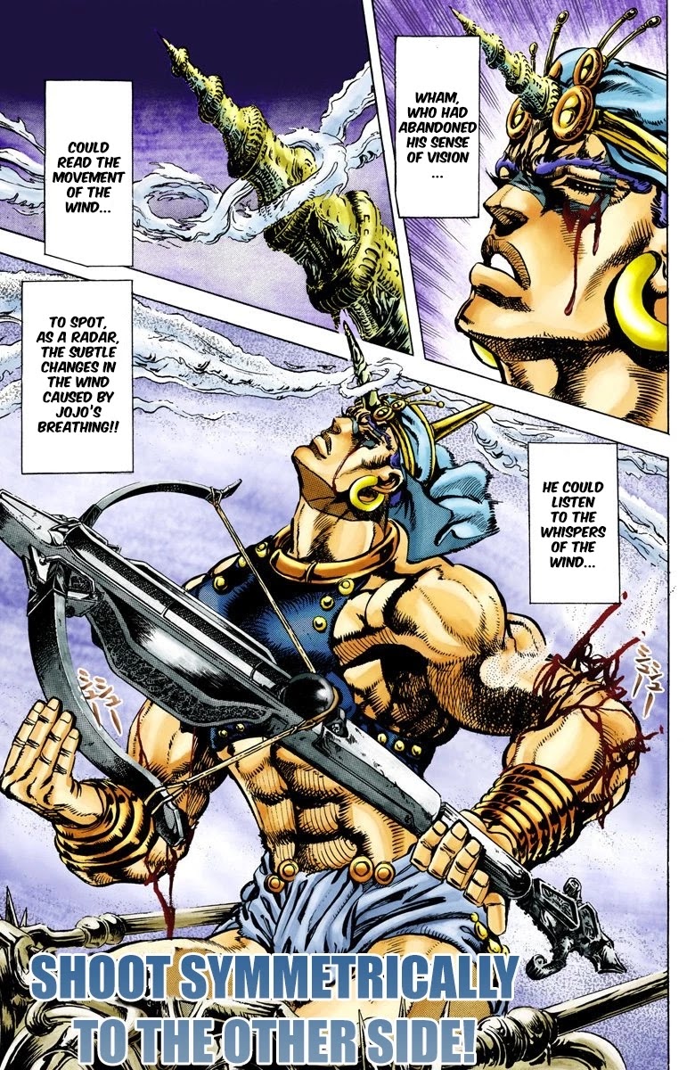 JoJo's Bizarre Adventure Part 2 - Battle Tendency (Official Colored) Chapter 58 page 2 - Chapter 58: Shoot Symmetrically to the Other Side!