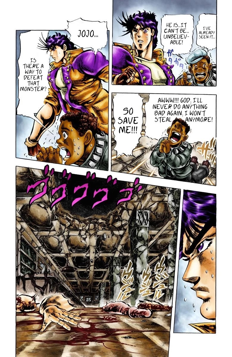 JoJo's Bizarre Adventure Part 2 - Battle Tendency (Official Colored) Chapter 6 page 11 - Chapter 6: The Immortal Monster