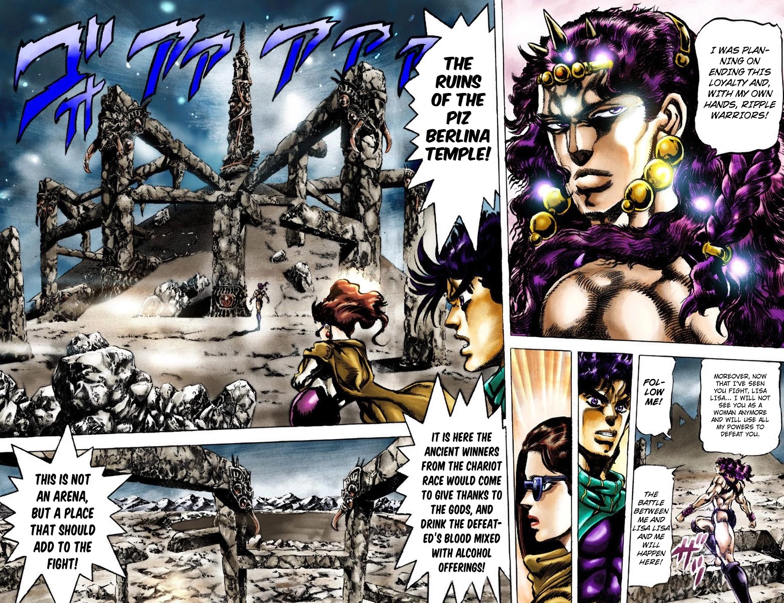 JoJo's Bizarre Adventure Part 2 - Battle Tendency (Official Colored) Chapter 61 page 8 - Chapter 61: Treachery at the Temple of Sacrifice