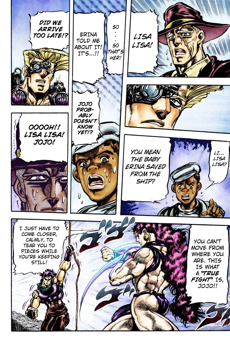 JoJo's Bizarre Adventure Part 2 - Battle Tendency (Official Colored) Chapter 62 page 16 - Chapter 62: The Link Between Lisa Lisa and JoJo