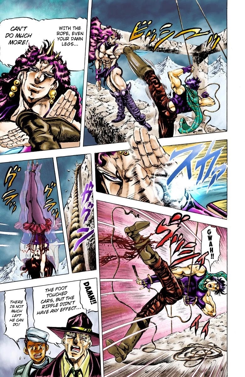 JoJo's Bizarre Adventure Part 2 - Battle Tendency (Official Colored) Chapter 63 page 4 - Chapter 63: JoJo's Ultimate Ripple!