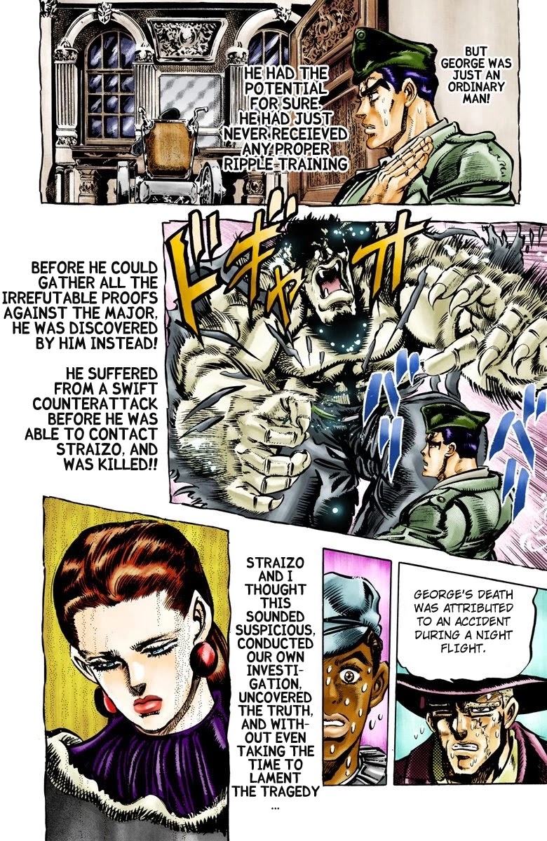 JoJo's Bizarre Adventure Part 2 - Battle Tendency (Official Colored) Chapter 64 page 10 - Chapter 64: The Tragedy of George Joestar