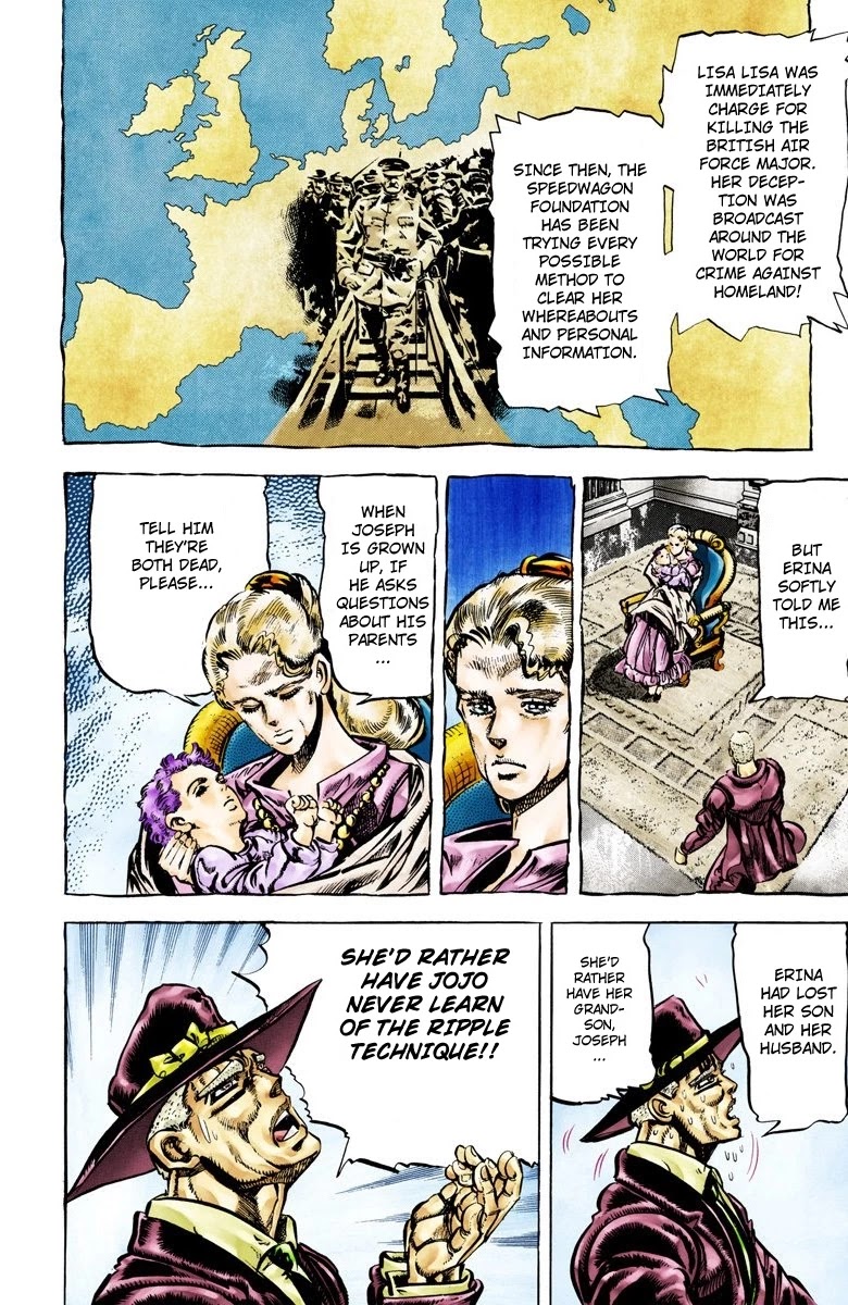 JoJo's Bizarre Adventure Part 2 - Battle Tendency (Official Colored) Chapter 64 page 12 - Chapter 64: The Tragedy of George Joestar
