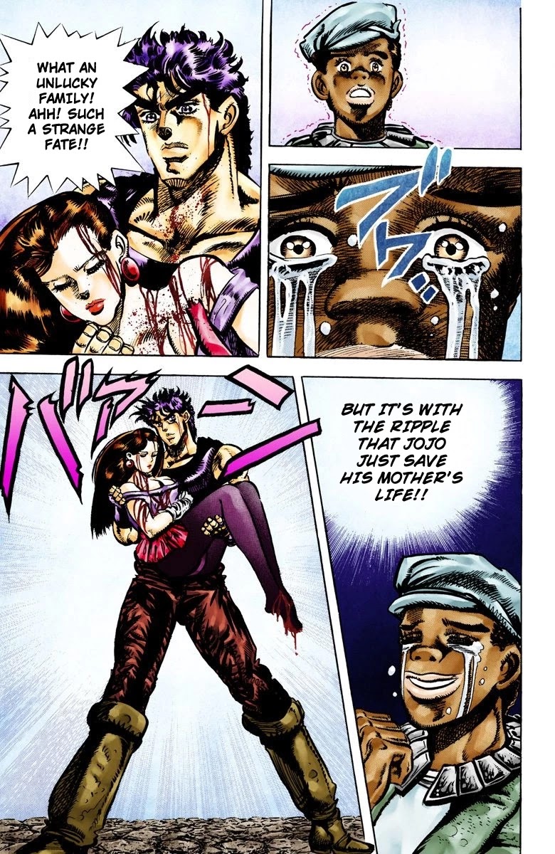 JoJo's Bizarre Adventure Part 2 - Battle Tendency (Official Colored) Chapter 64 page 13 - Chapter 64: The Tragedy of George Joestar