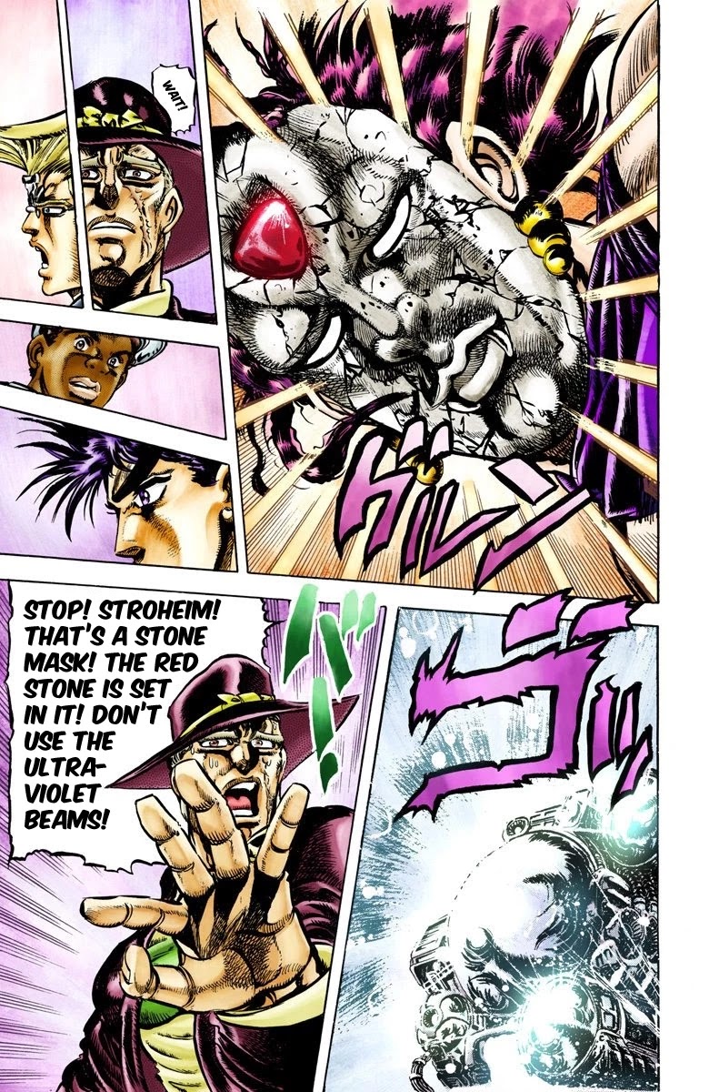 JoJo's Bizarre Adventure Part 2 - Battle Tendency (Official Colored) Chapter 64 page 15 - Chapter 64: The Tragedy of George Joestar