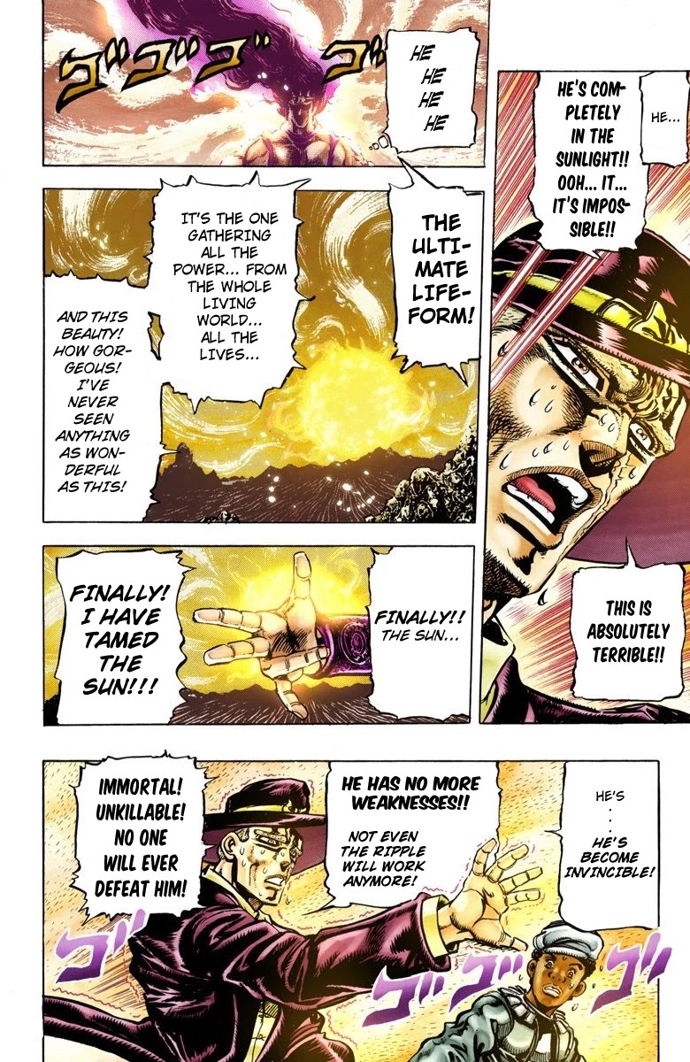 JoJo's Bizarre Adventure Part 2 - Battle Tendency (Official Colored) Chapter 65 page 13 - Chapter 65: Birth of the Ultimate Being