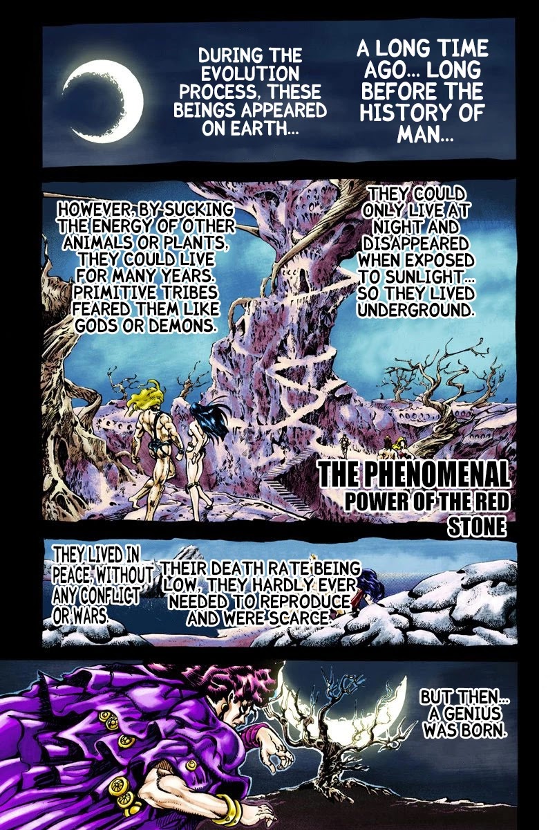 JoJo's Bizarre Adventure Part 2 - Battle Tendency (Official Colored) Chapter 68 page 1 - Chapter 68: The Phenomenal Power of the Red Stone
