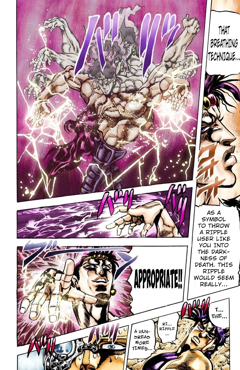JoJo's Bizarre Adventure Part 2 - Battle Tendency (Official Colored) Chapter 68 page 9 - Chapter 68: The Phenomenal Power of the Red Stone
