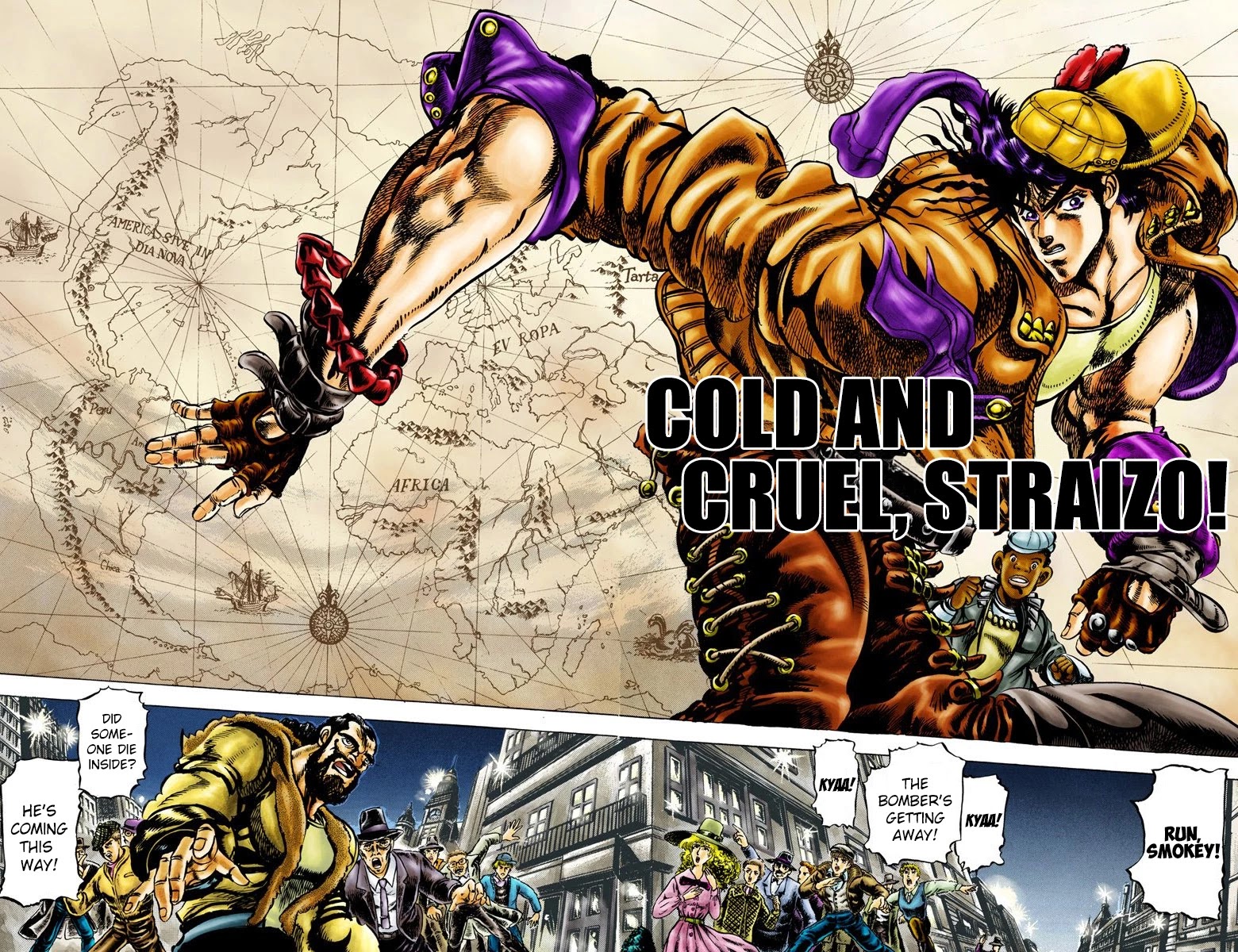 JoJo's Bizarre Adventure Part 2 - Battle Tendency (Official Colored) Chapter 7 page 1 - Chapter 7: Cold and Cruel, Straizo!