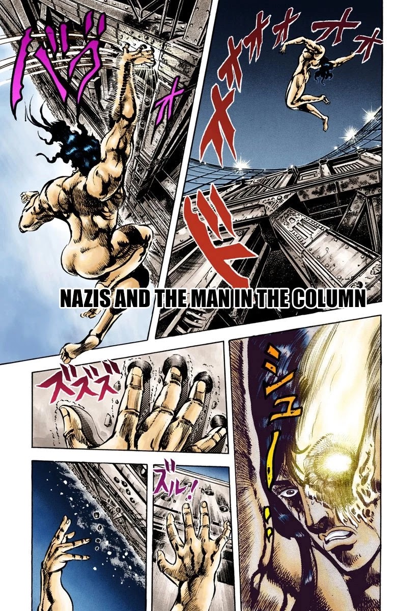 JoJo's Bizarre Adventure Part 2 - Battle Tendency (Official Colored) Chapter 8 page 1 - Chapter 8: Nazis and "The Man in the Column"