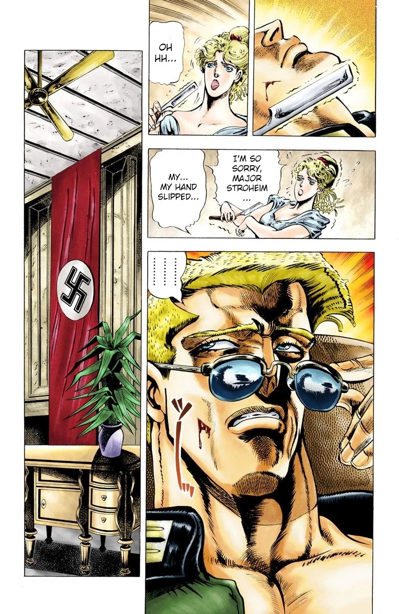 JoJo's Bizarre Adventure Part 2 - Battle Tendency (Official Colored) Chapter 8 page 10 - Chapter 8: Nazis and "The Man in the Column"