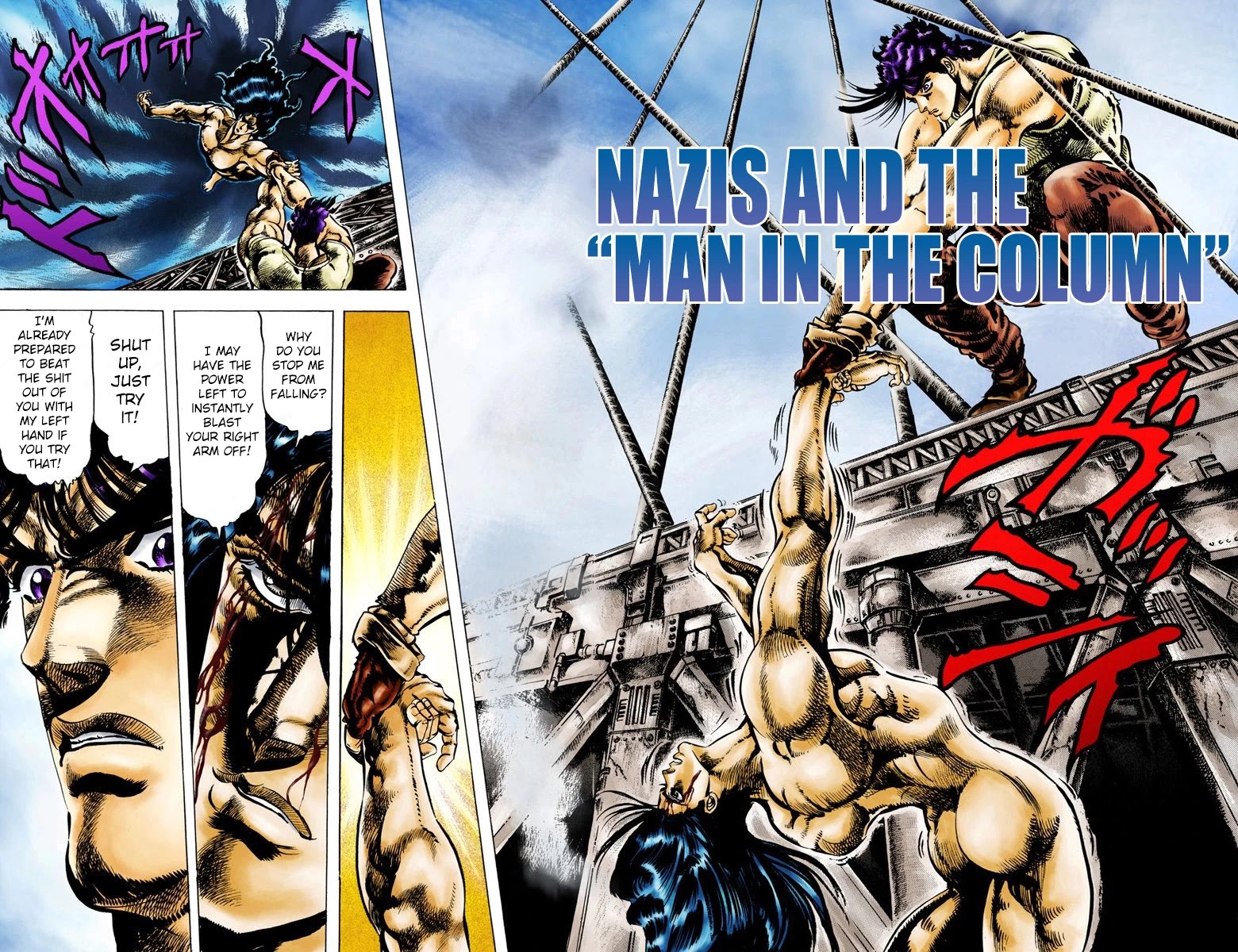 JoJo's Bizarre Adventure Part 2 - Battle Tendency (Official Colored) Chapter 8 page 2 - Chapter 8: Nazis and "The Man in the Column"