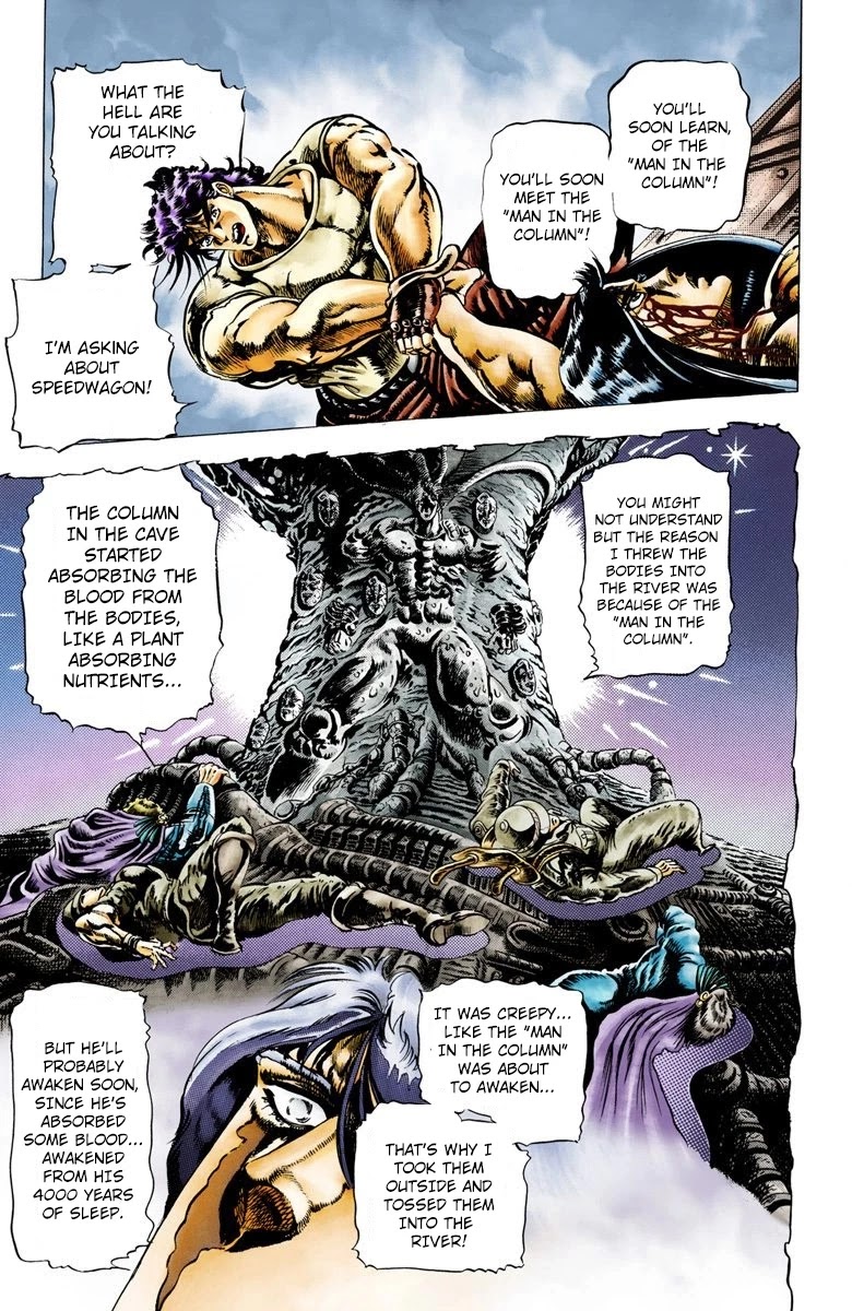 JoJo's Bizarre Adventure Part 2 - Battle Tendency (Official Colored) Chapter 8 page 4 - Chapter 8: Nazis and "The Man in the Column"